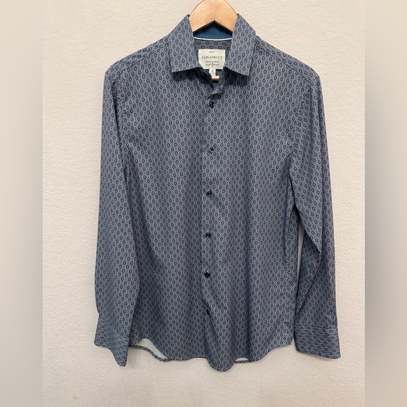 Elegant Blue Patterned Men's Shirt - Picture 1 of 6